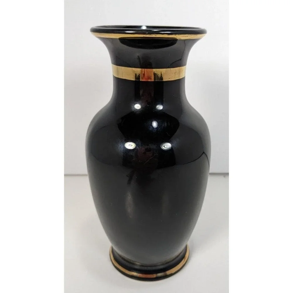 Vintage Chokin Vase Pagoda Scene Gold Gilded Japan 6.25